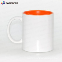 Sunmeta factory directly 11oz blank sublimation heat press ceramic mug, inner color mug